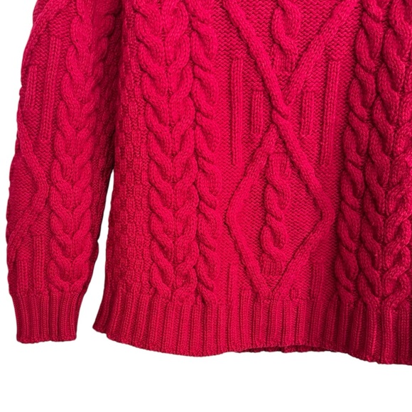 Aran Crafts Ireland 100% Merino Wool Cable Knit Turtleneck Sweater Pink Sz.Small - Picture 7 of 14